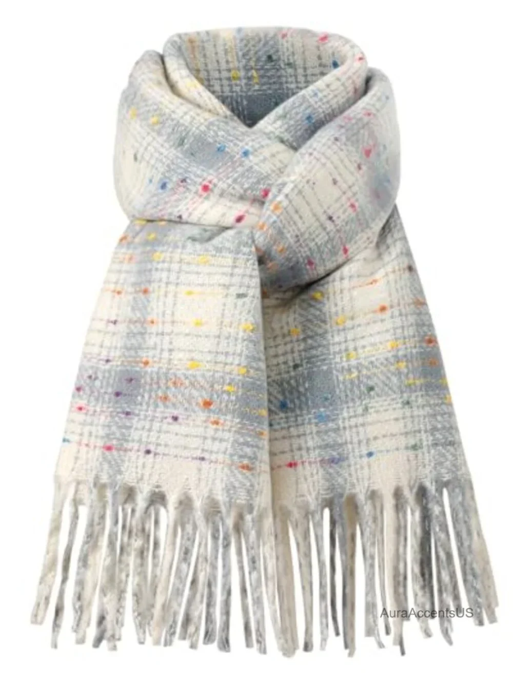 Women's Cozy Blanket Scarf Winter Wrap Shawl with Tassels Soft Anti-Pilling